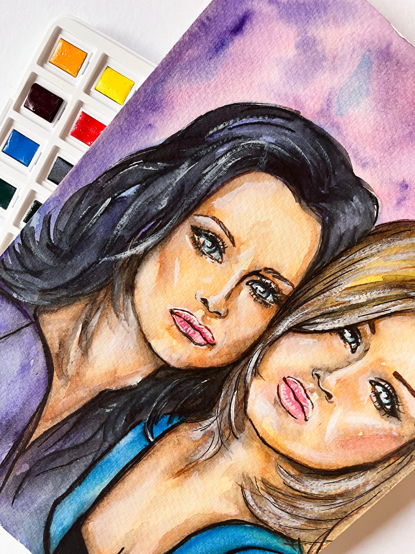 Courteney Cox, Jennifer Aniston, Friends, ORIGINAL Watercolor Painting, Artwork by Svetlana Pelin