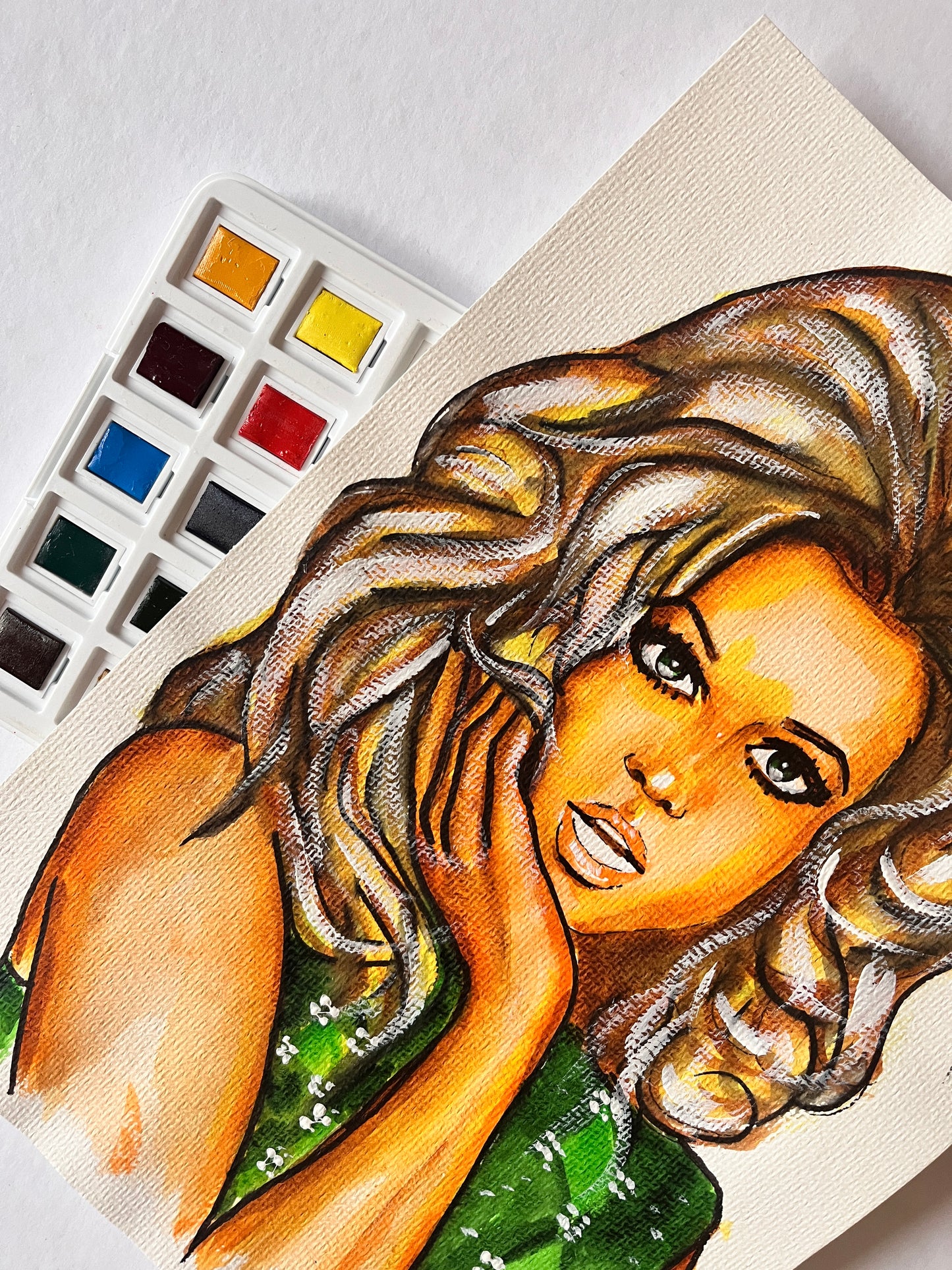 Jane Fonda, Barbarella, ORIGINAL Watercolor Painting, Artwork by Svetlana Pelin
