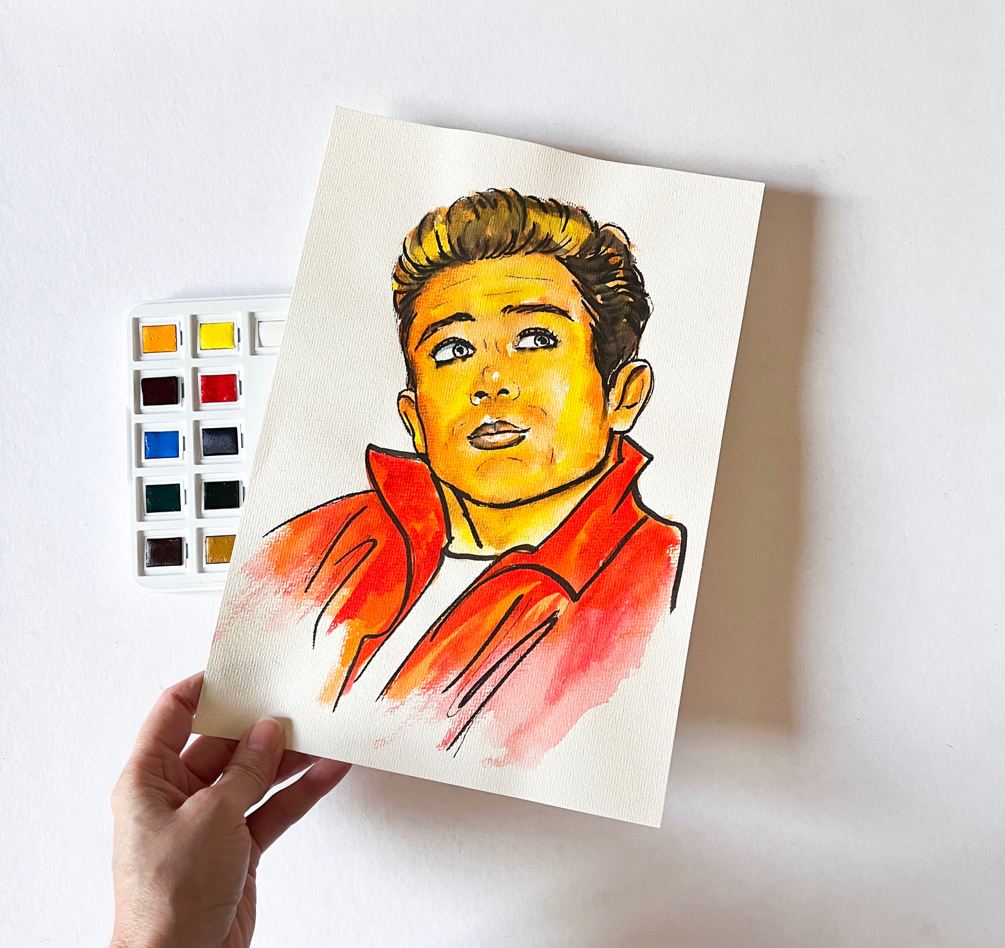 James Dean, Rebel Without a Cause, JD, ORIGINAL Watercolor Painting, Artwork by Svetlana Pelin