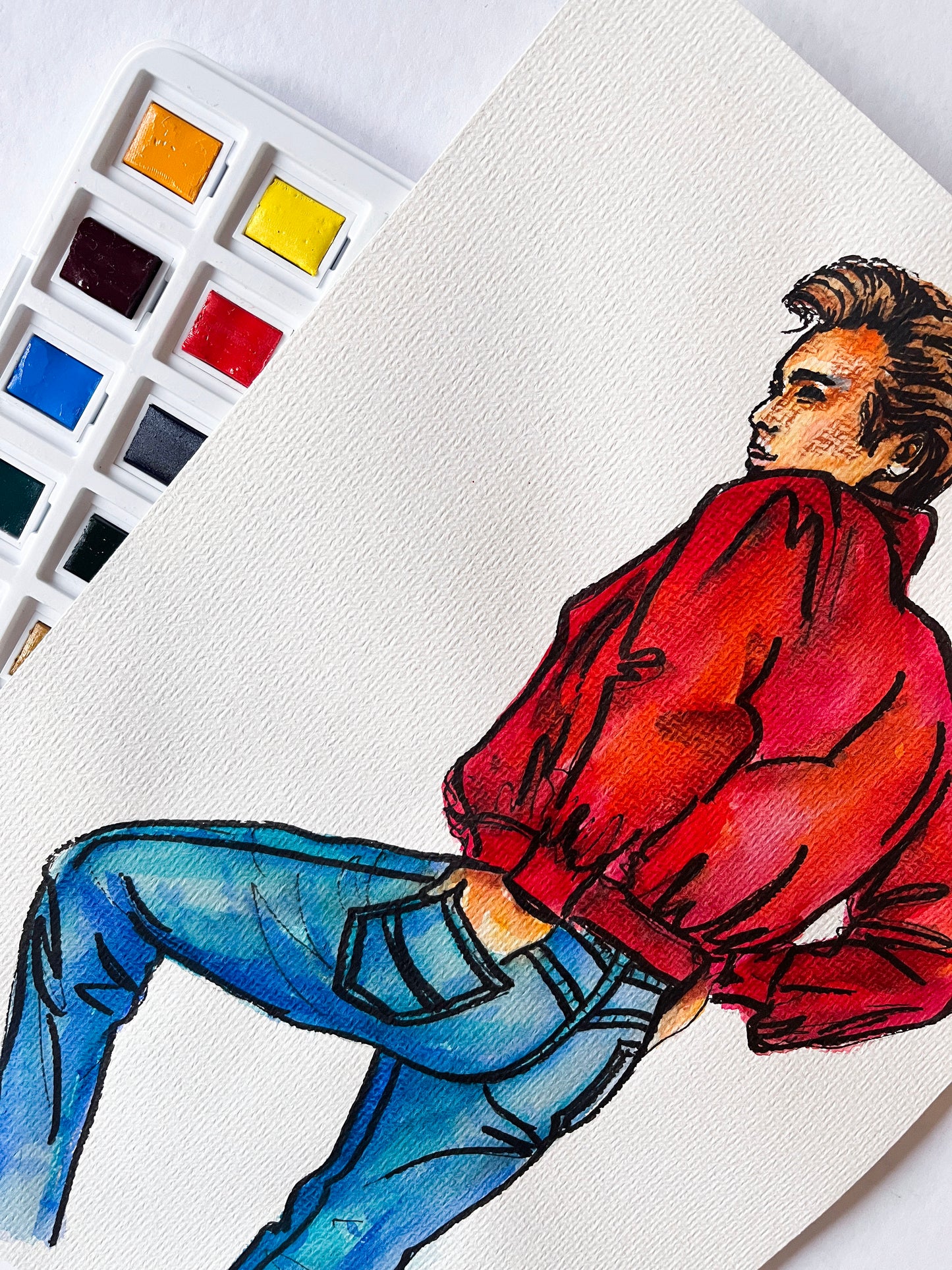 James Dean, Rebel Without a Cause, JD, ORIGINAL Watercolor Painting, Artwork by Svetlana Pelin