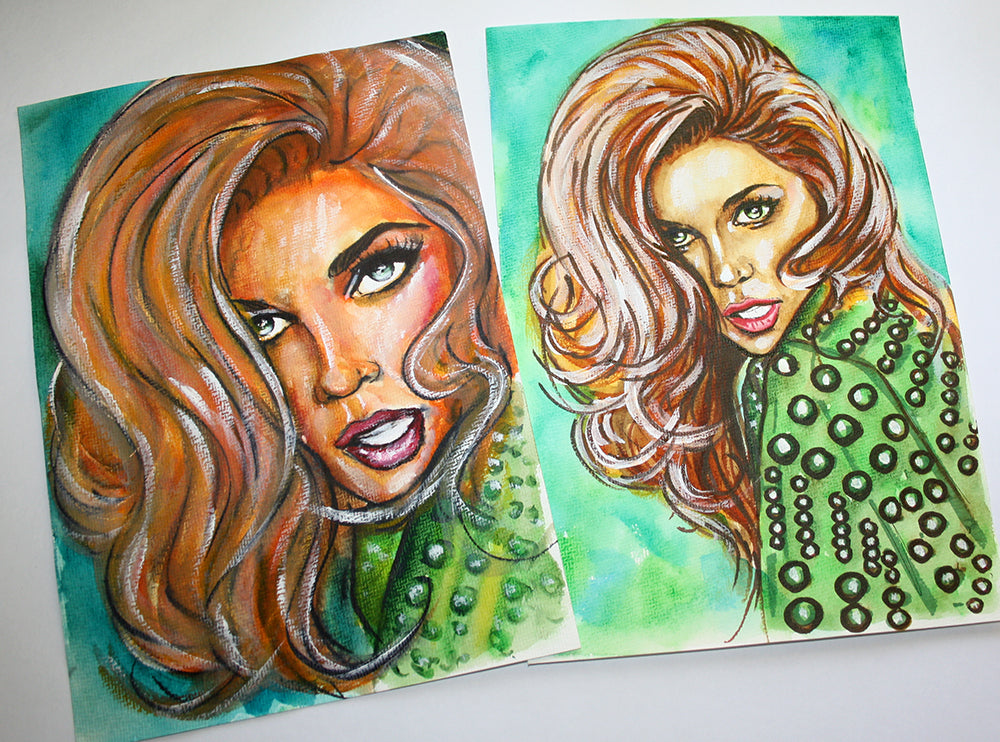 Ann-Margret, ORIGINAL Watercolor Painting, Artwork by Svetlana Pelin