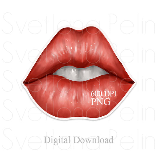 Lips Slightly Parted, Digital Sticker, PNG, INSTANT Download