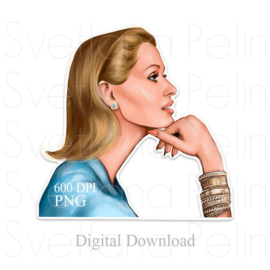 Lauren Hutton, Digital Sticker, PNG, INSTANT Download