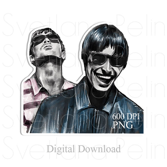 Liam, Noel Gallagher, Oasis, Digital Sticker, PNG, INSTANT Download