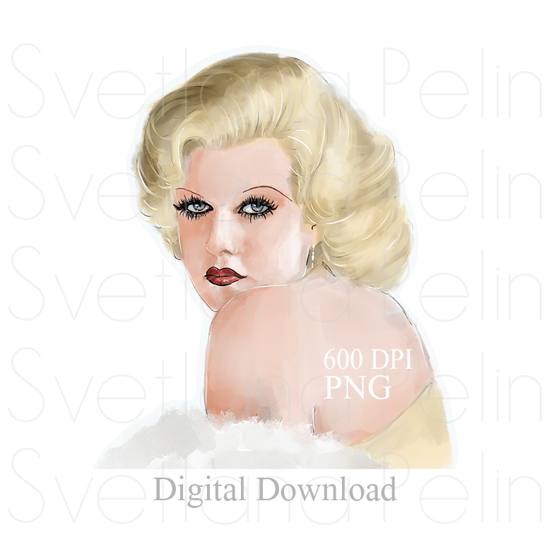 Jean Harlow, Digital Sticker, PNG, INSTANT Download