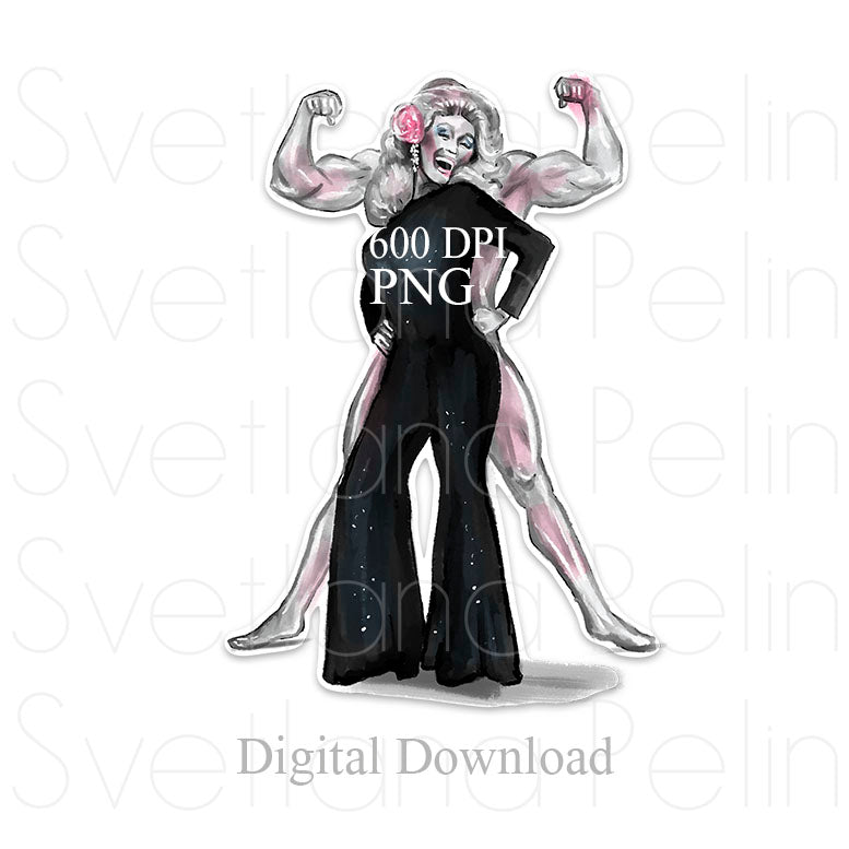Arnold Schwarzenegger & Dolly, Digital Sticker, PNG, INSTANT Download
