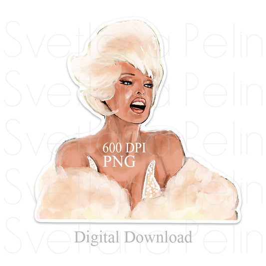 Linda Evangelista, Digital STICKER, PNG, INSTANT Download