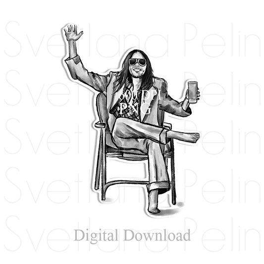 Neil Young, Digital Sticker, PNG, INSTANT Download