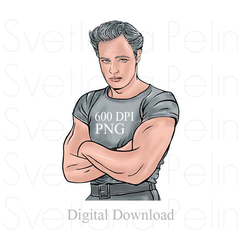 Marlon Brando, Digital Sticker, PNG, INSTANT Download