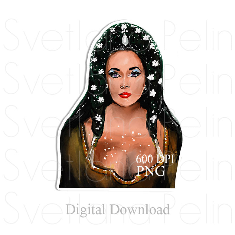 Elizabeth Taylor, Digital STICKER, PNG, INSTANT Download