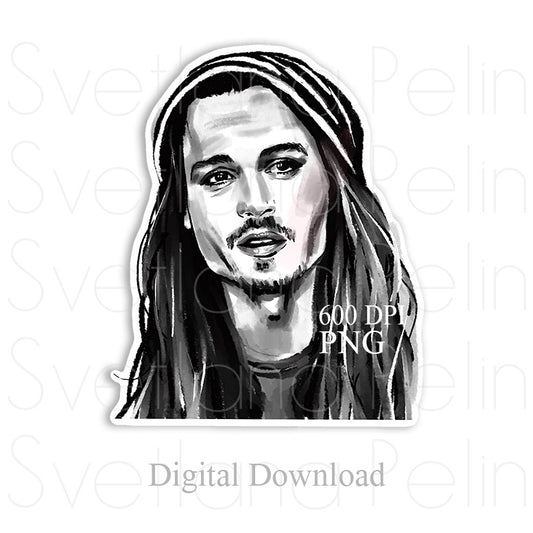 Johnny Depp, Digital Sticker, PNG, INSTANT Download