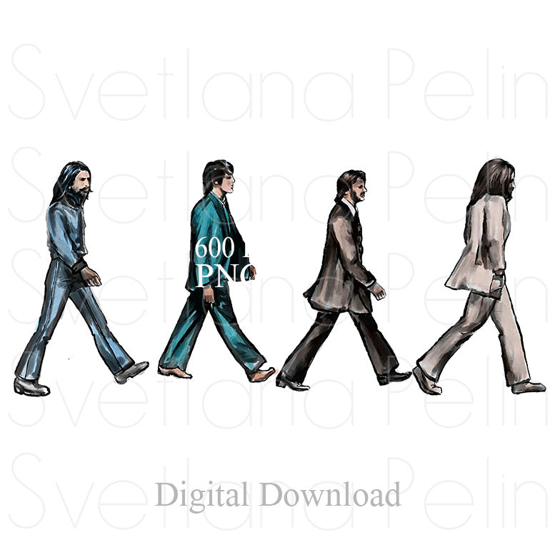 John L, Paul M, Ringo S, George H, TB, Digital STICKER, PNG, INSTANT Download