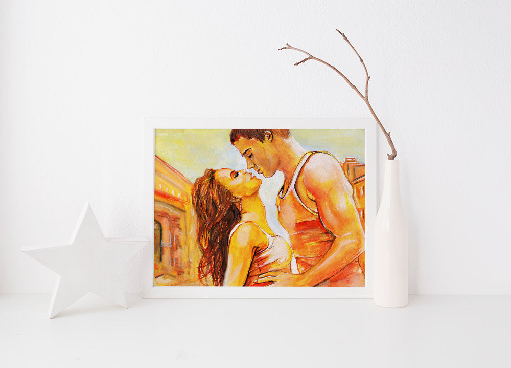 Step Up, Channing Tatum, Jenna Dewan, ORIGINAL Gouache Painting, Artwork by Svetlana Pelin