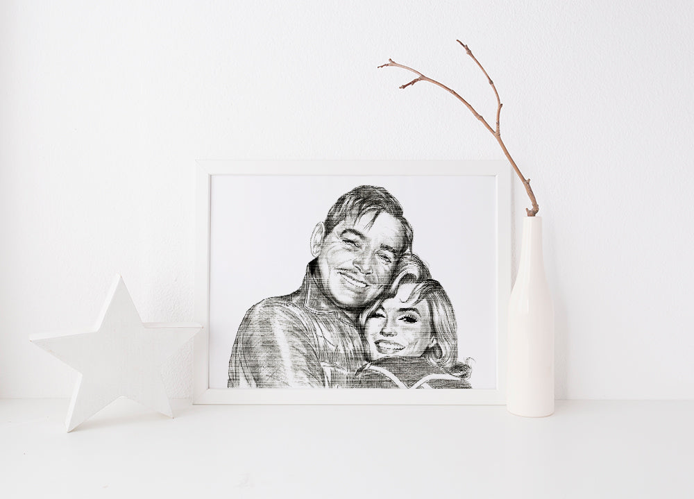 Marilyn Monroe, Clark Gable, The Misfits, ORIGINAL Pencil Drawing, Artwork by Svetlana Pelin