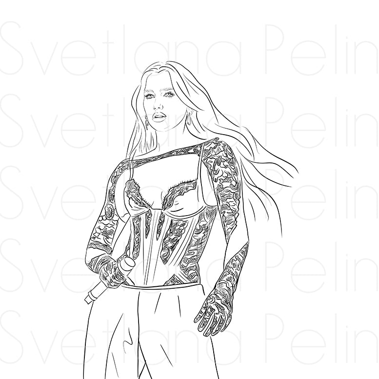 DL, Coloring Page, Printable Digital Files, INSTANT Download