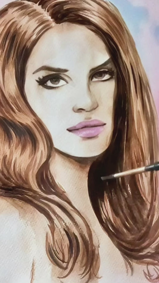 Lana Del Rey, LD, ORIGINAL Watercolor Painting, Artwork by Svetlana Pelin