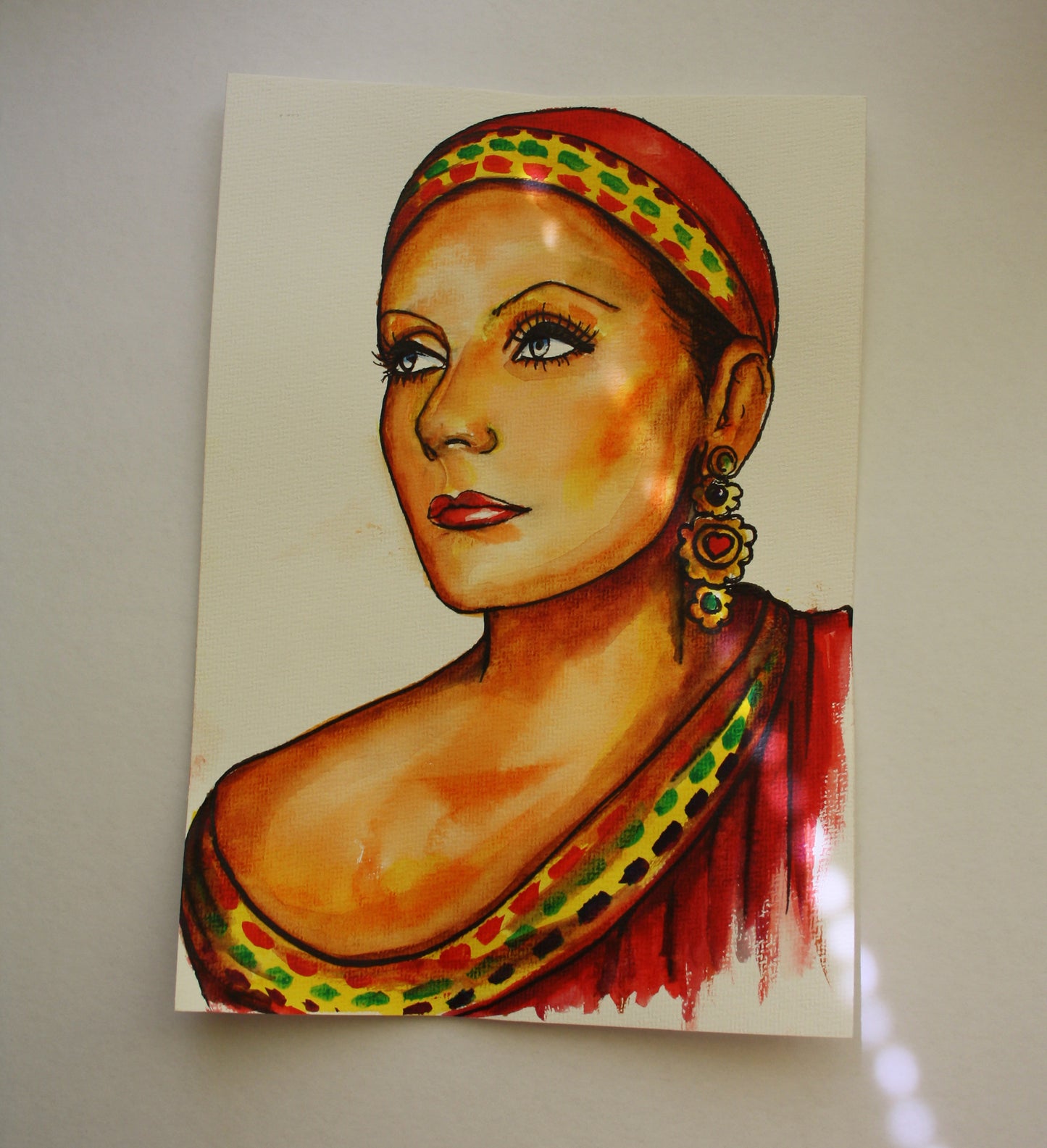Greta Garbo, Mata Hari,, ORIGINAL Watercolor Painting, Artwork by Svetlana Pelin
