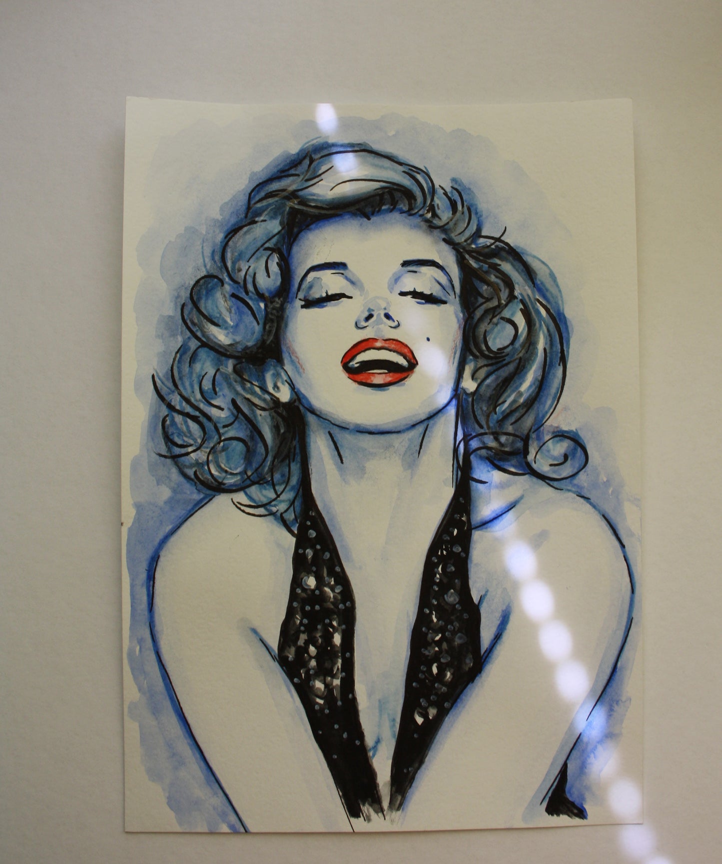 Marilyn Monroe, Smile, Richard Avedon, ORIGINAL Watercolor Painting, Artwork by Svetlana Pelin
