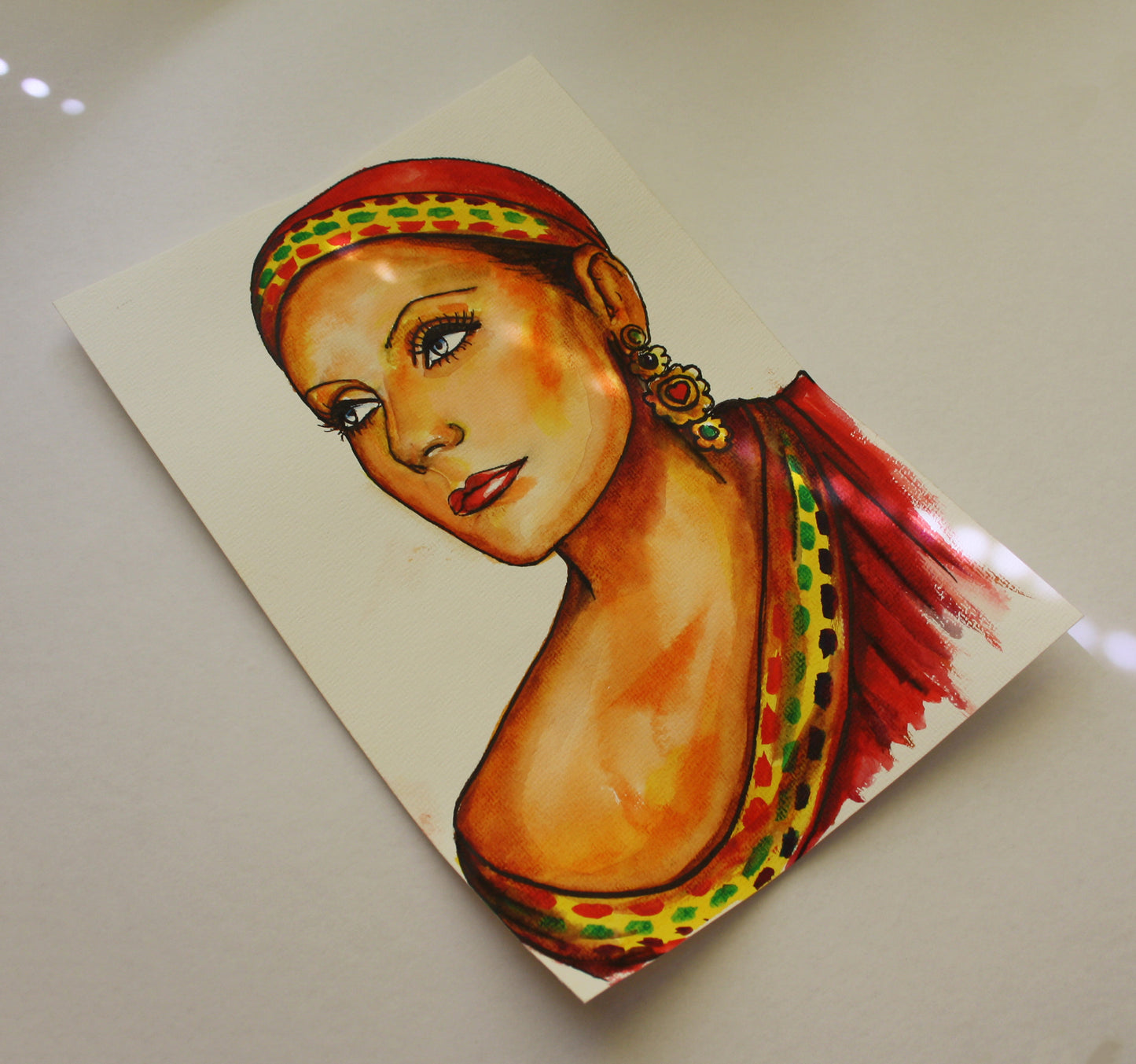 Greta Garbo, Mata Hari,, ORIGINAL Watercolor Painting, Artwork by Svetlana Pelin