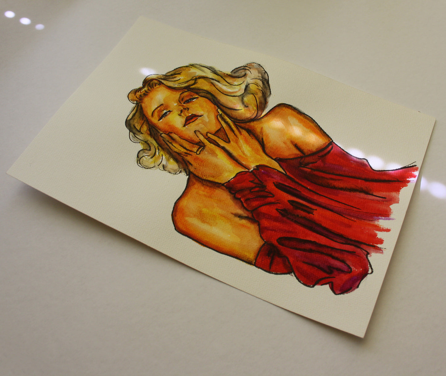 Jean Harlow, ORIGINAL Watercolor Painting, Artwork by Svetlana Pelin