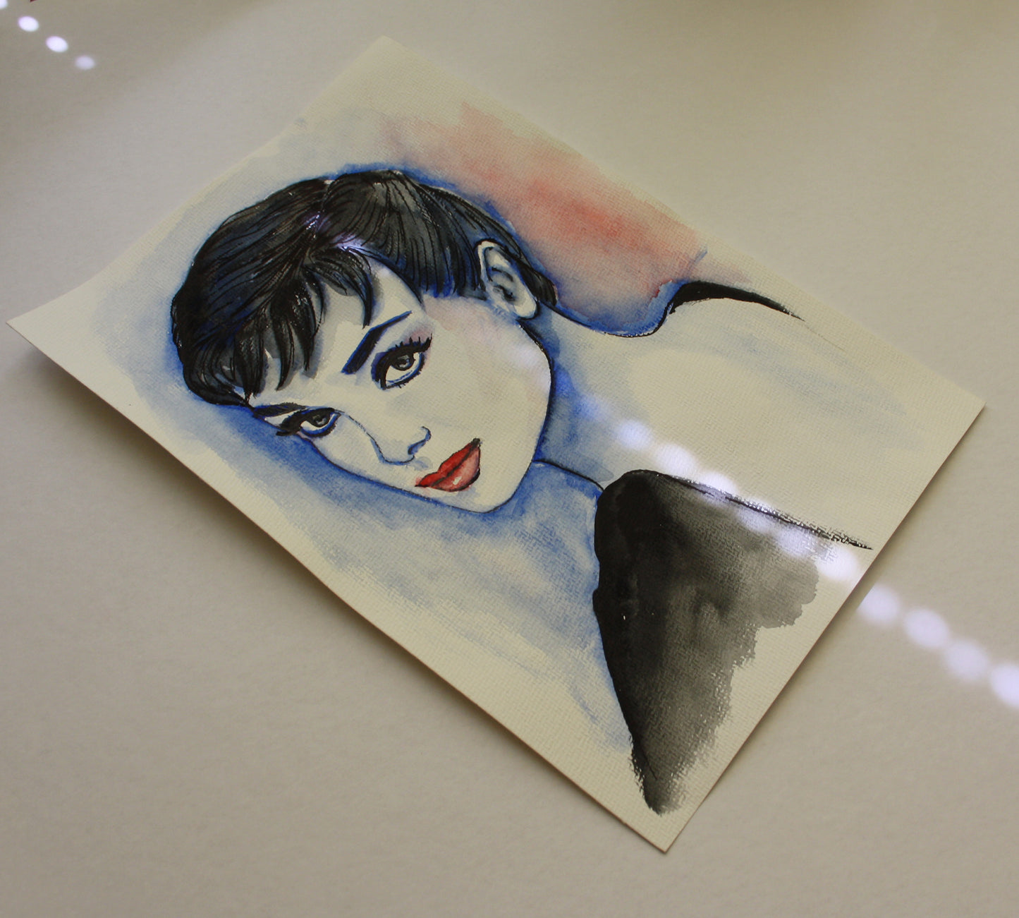 Audrey Hepburn, Sabrina, ORIGINAL Watercolor Painting, Artwork by Svetlana Pelin