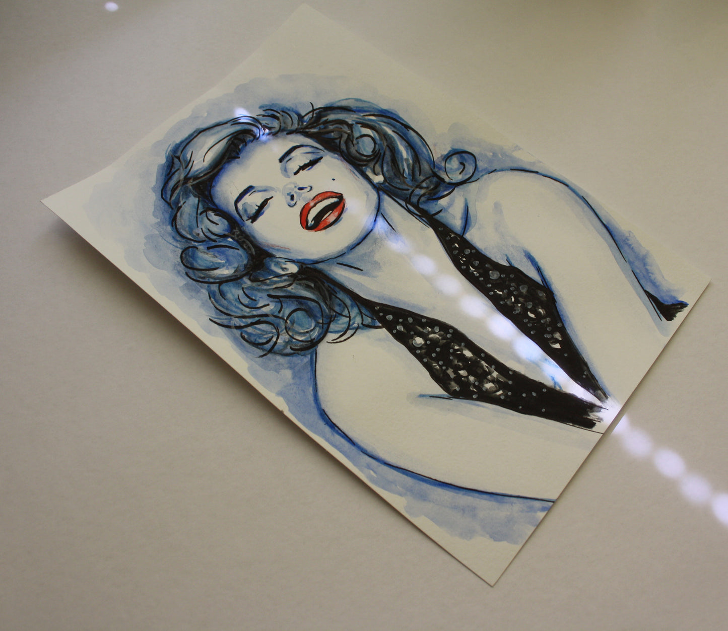 Marilyn Monroe, Smile, Richard Avedon, ORIGINAL Watercolor Painting, Artwork by Svetlana Pelin