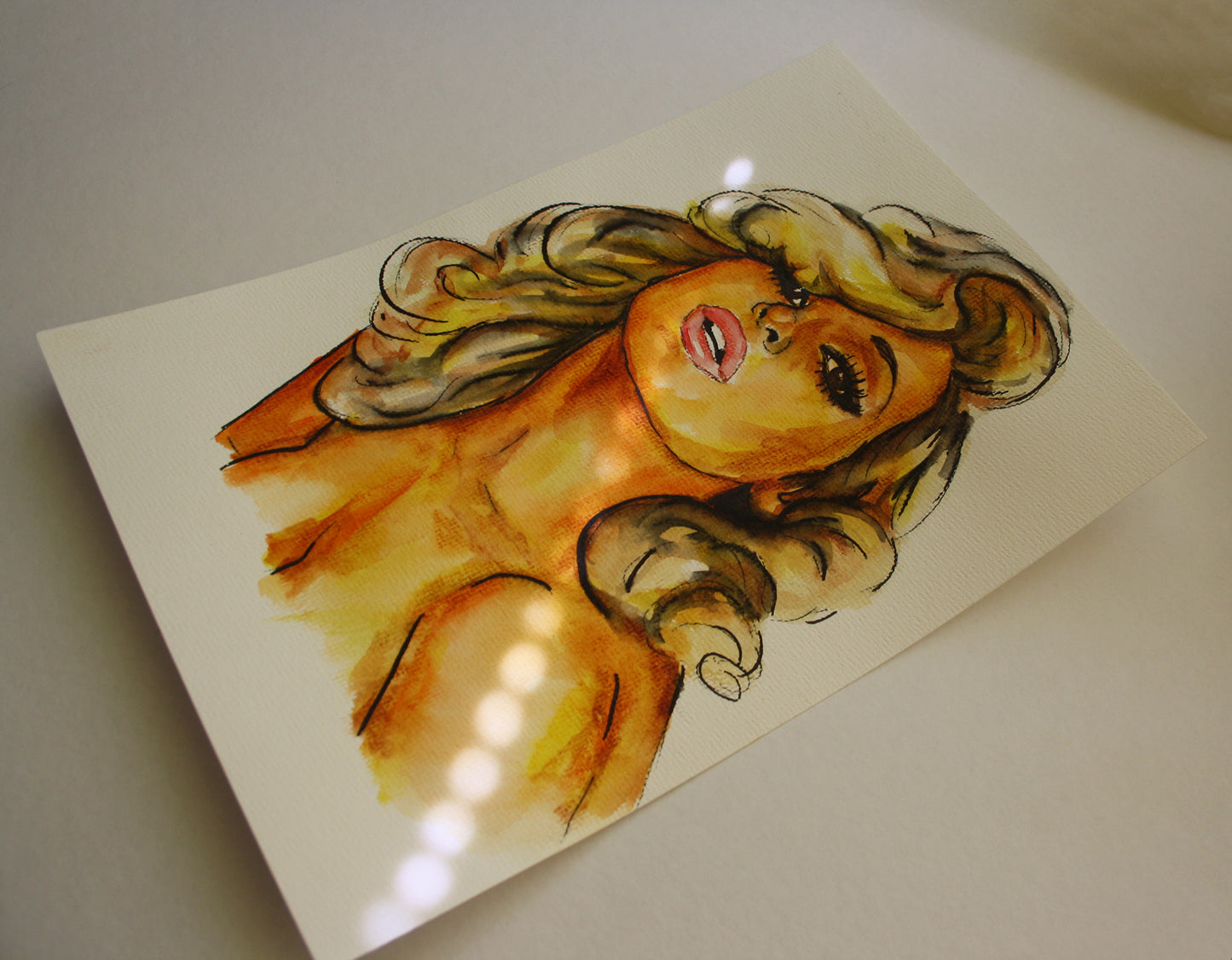 Jayne Mansfield, ORIGINAL Watercolor Painting, Artwork by Svetlana Pelin