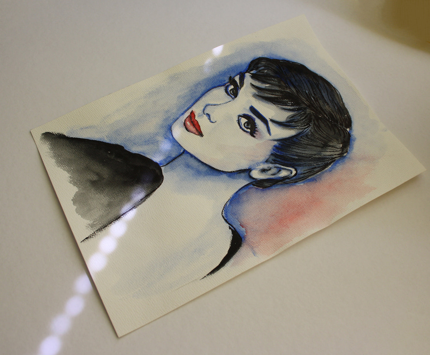 Audrey Hepburn, Sabrina, ORIGINAL Watercolor Painting, Artwork by Svetlana Pelin