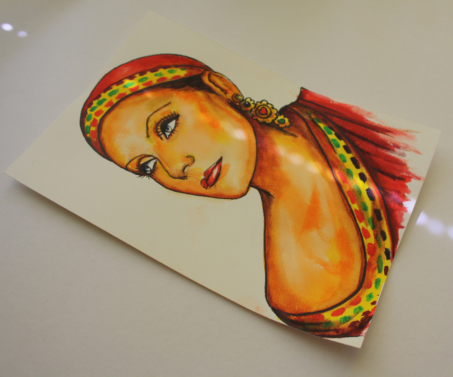 Greta Garbo, Mata Hari,, ORIGINAL Watercolor Painting, Artwork by Svetlana Pelin