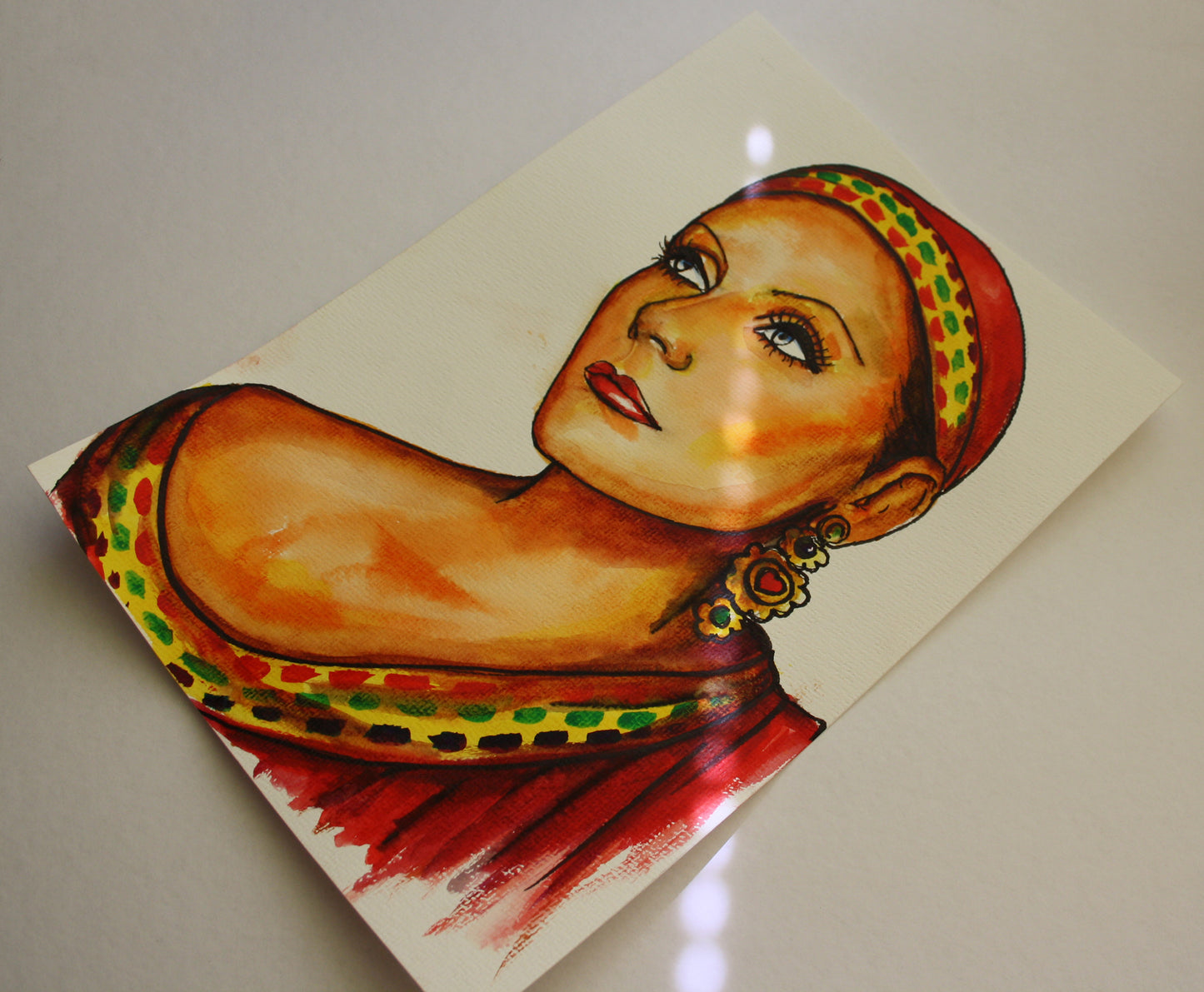 Greta Garbo, Mata Hari,, ORIGINAL Watercolor Painting, Artwork by Svetlana Pelin