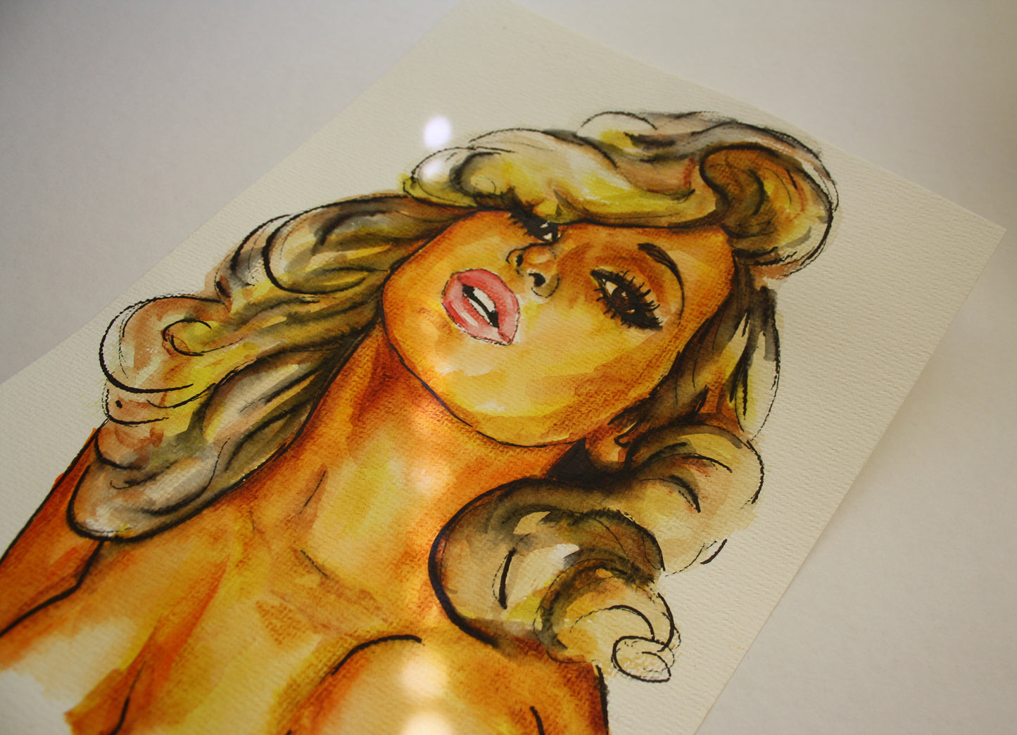 Jayne Mansfield, ORIGINAL Watercolor Painting, Artwork by Svetlana Pelin