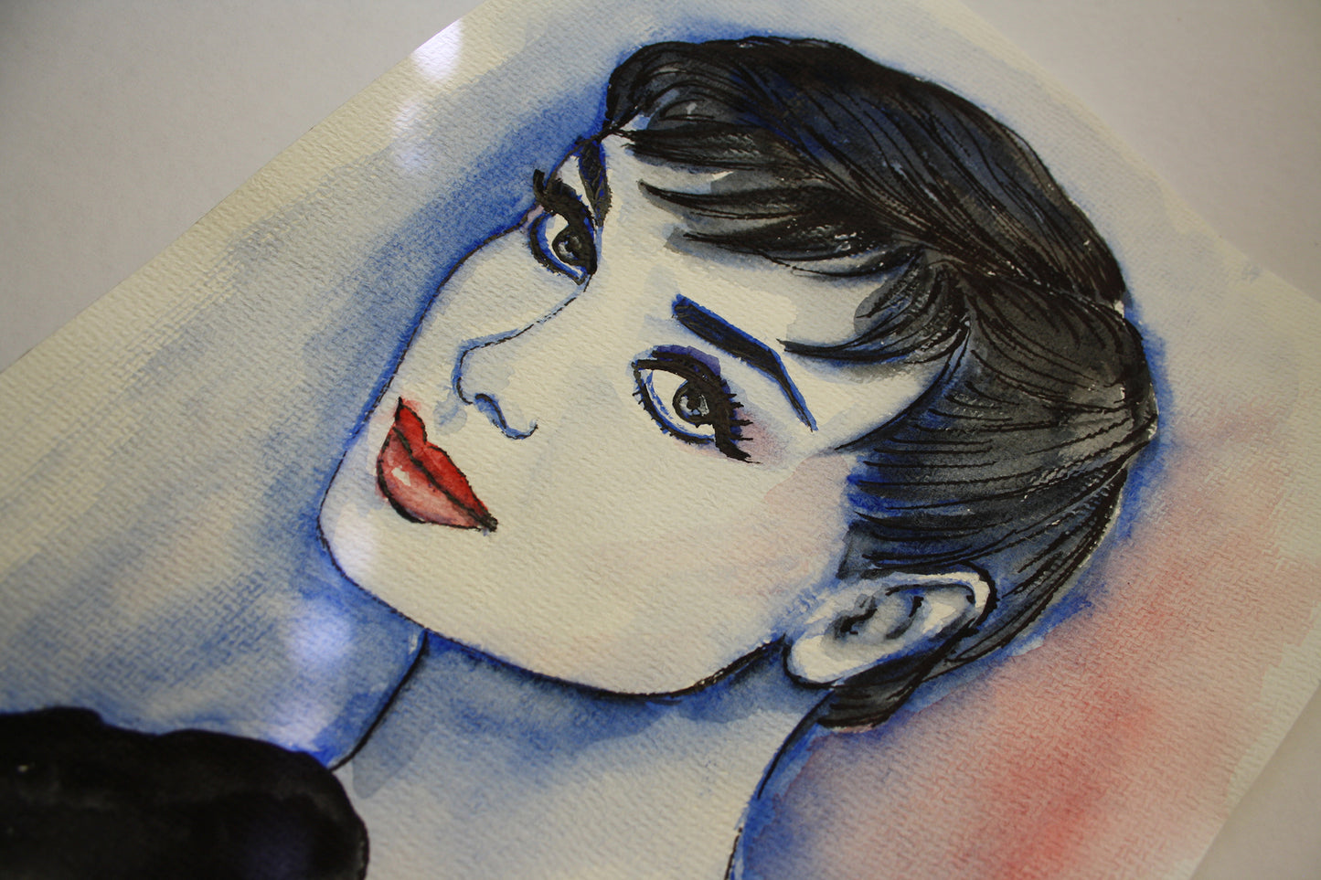Audrey Hepburn, Sabrina, ORIGINAL Watercolor Painting, Artwork by Svetlana Pelin