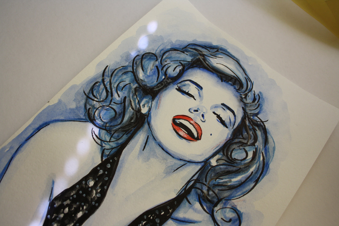 Marilyn Monroe, Smile, Richard Avedon, ORIGINAL Watercolor Painting, Artwork by Svetlana Pelin