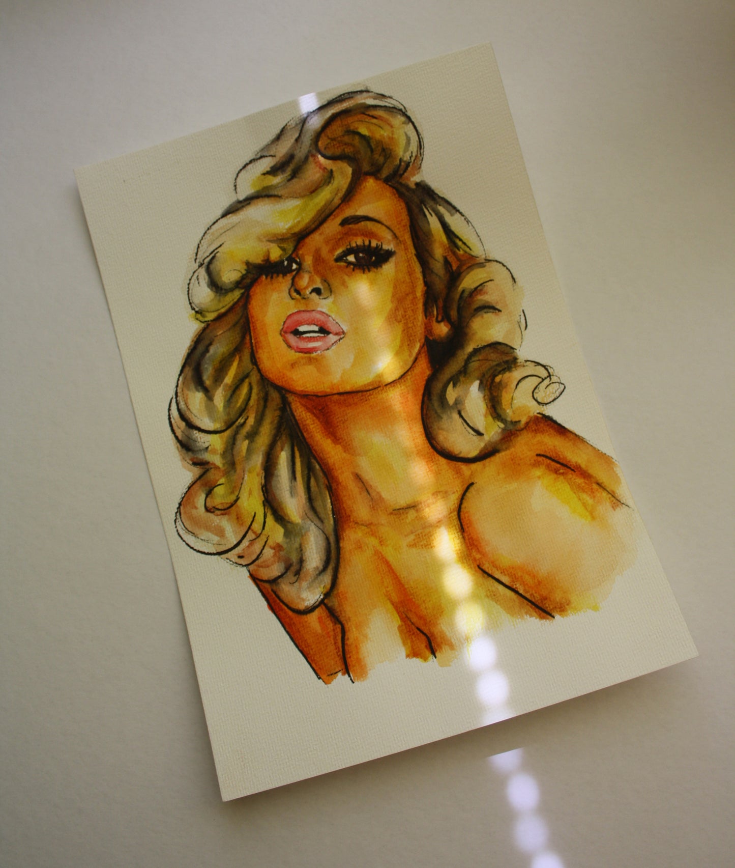 Jayne Mansfield, ORIGINAL Watercolor Painting, Artwork by Svetlana Pelin