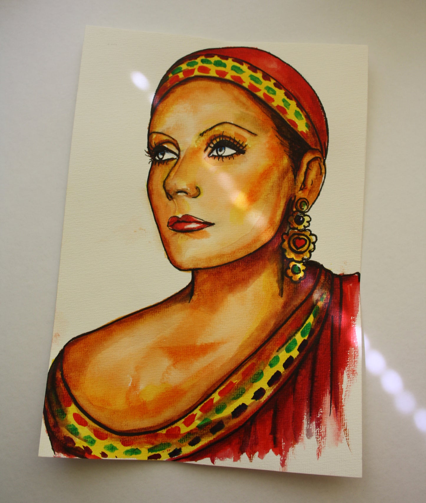 Greta Garbo, Mata Hari,, ORIGINAL Watercolor Painting, Artwork by Svetlana Pelin