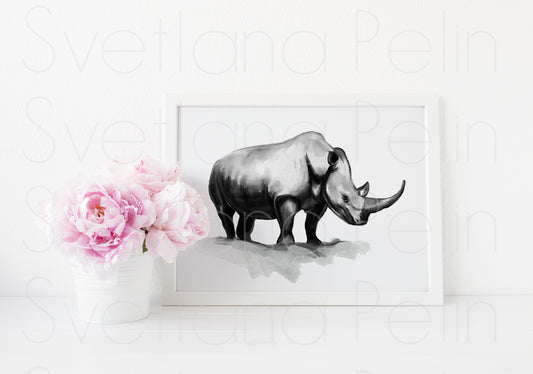 Rhinocerus, ART PRINT Signed by Artist