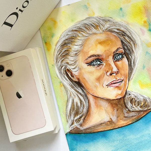 Virna Lisi, ORIGINAL Watercolor Painting, Artwork by Svetlana Pelin