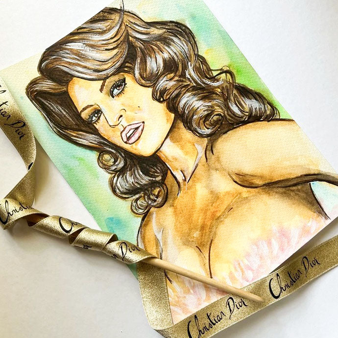 Eva Mendes, ORIGINAL Watercolor Painting, Artwork by Svetlana Pelin