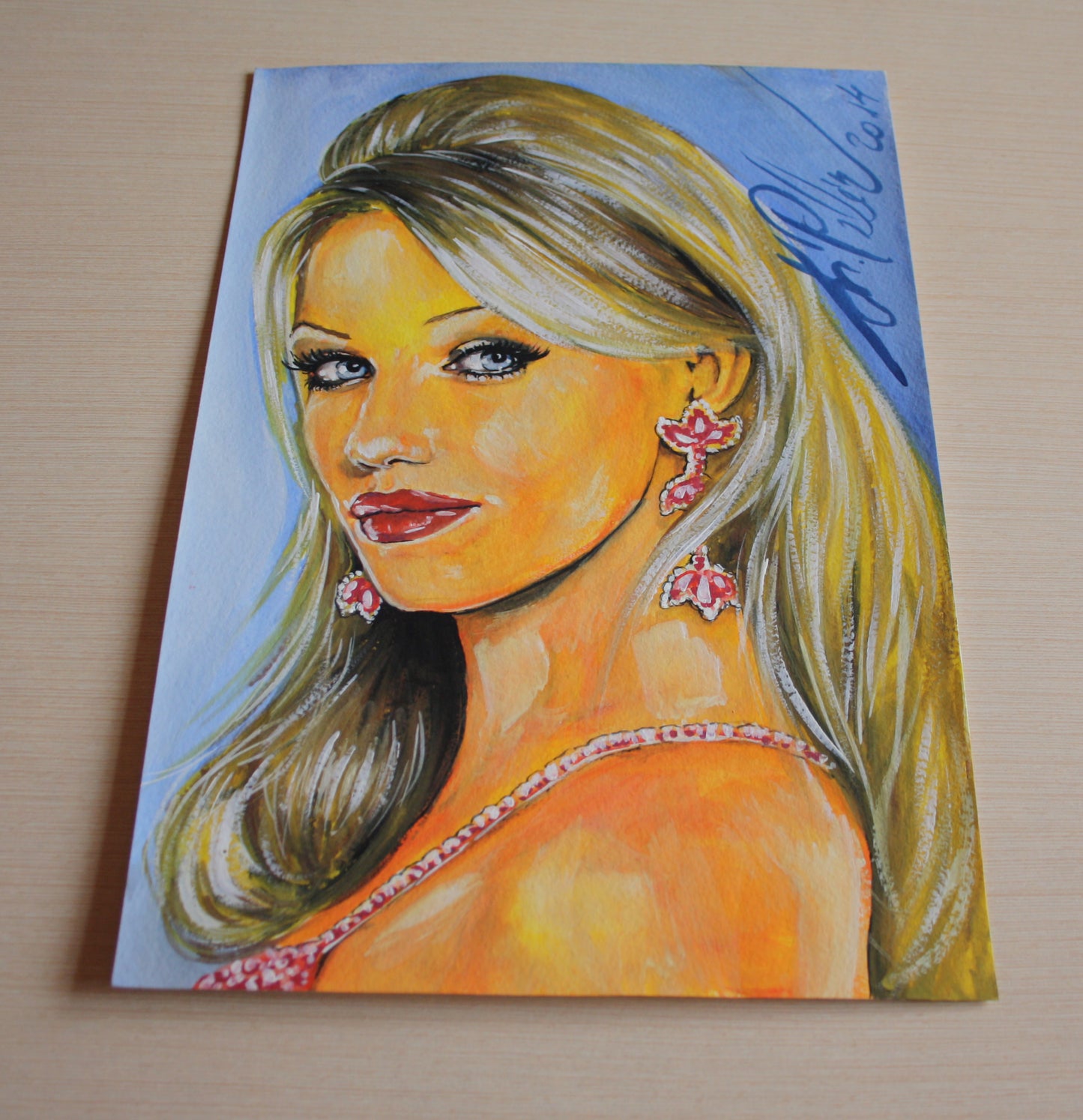 Cameron Diaz, The Mask, ORIGINAL Gouache Painting, Artwork by Svetlana Pelin