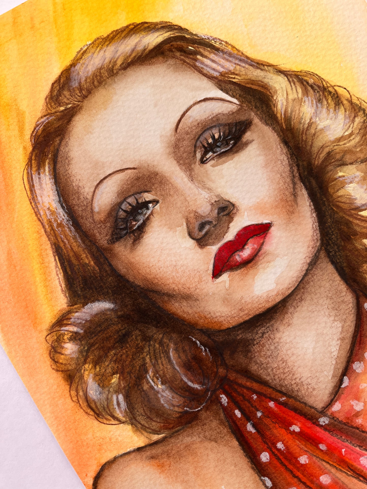 Marlene Dietrich, ORIGINAL Watercolor Painting, Artwork by Svetlana Pelin