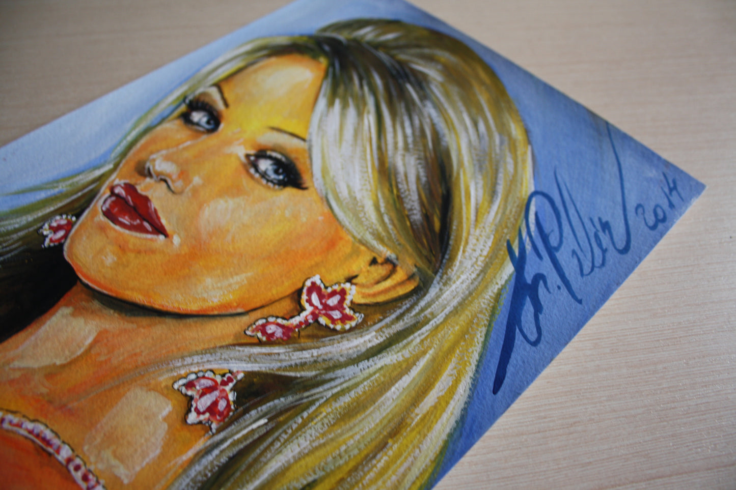 Cameron Diaz, The Mask, ORIGINAL Gouache Painting, Artwork by Svetlana Pelin