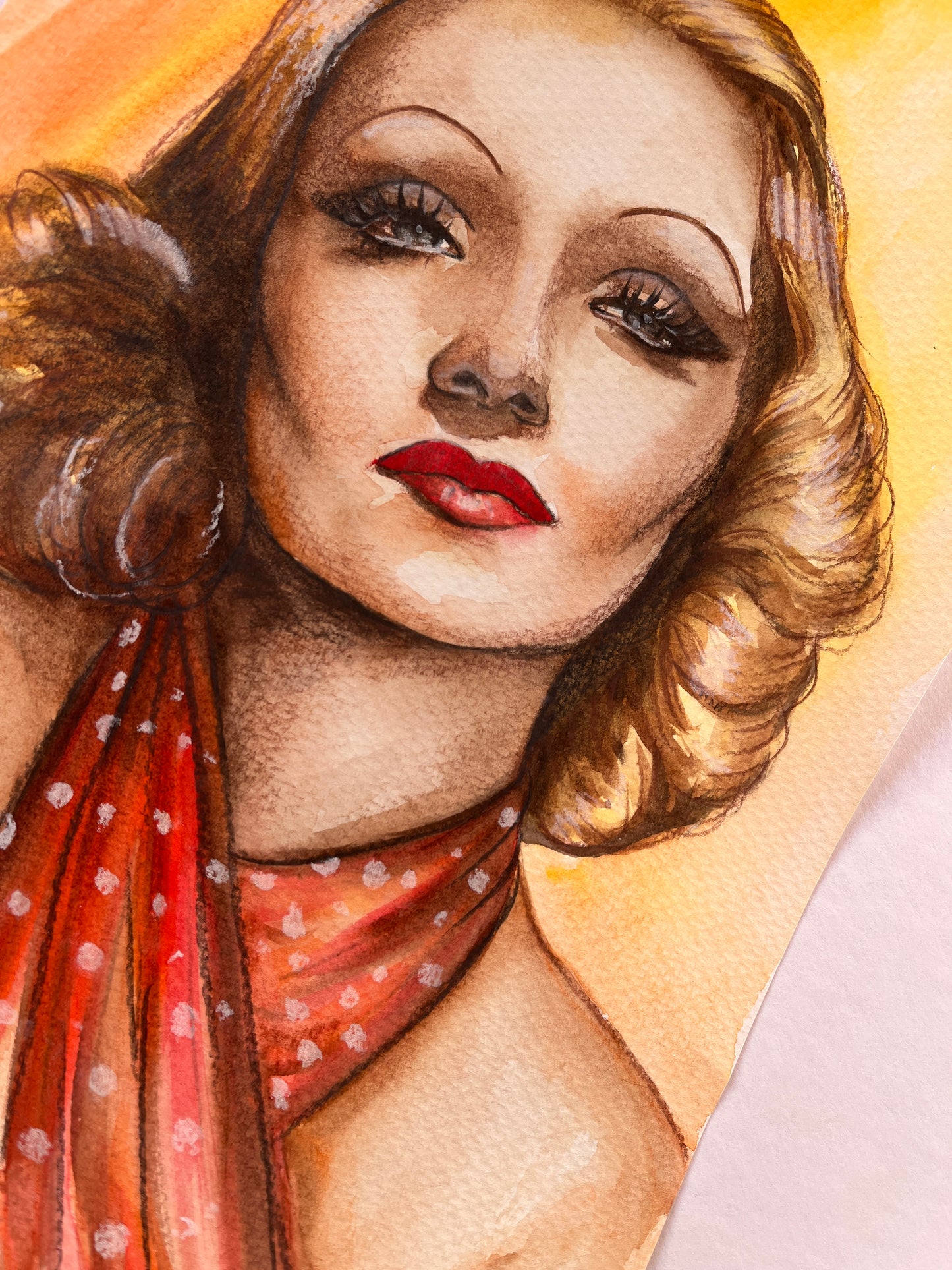Marlene Dietrich, ORIGINAL Watercolor Painting, Artwork by Svetlana Pelin
