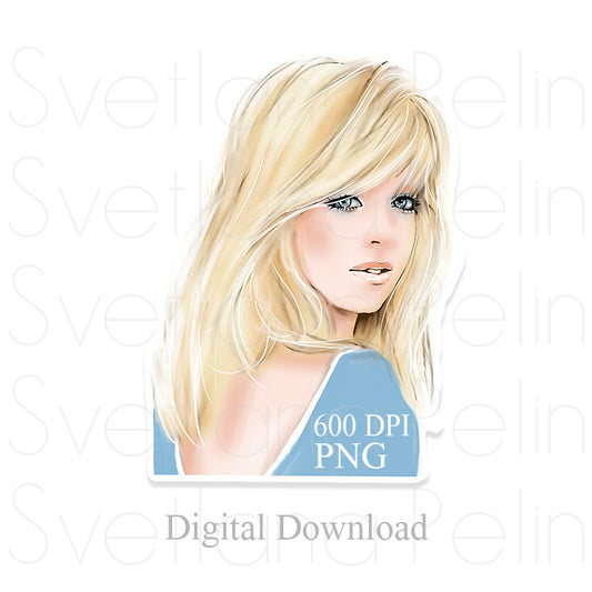 Goldie Hawn, Digital STICKER, PNG, INSTANT Download