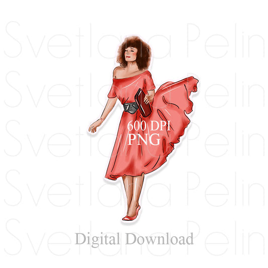 Kelly LeBrock, The Woman in Red, Digital STICKER, PNG, INSTANT Download