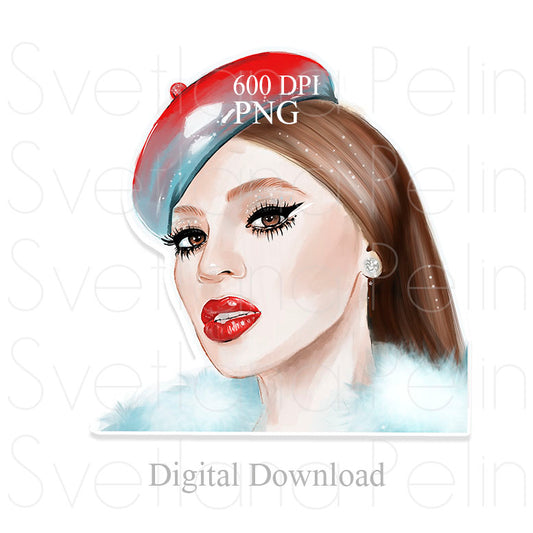 Fashion Girl, BK, Digital STICKER, PNG, INSTANT Download