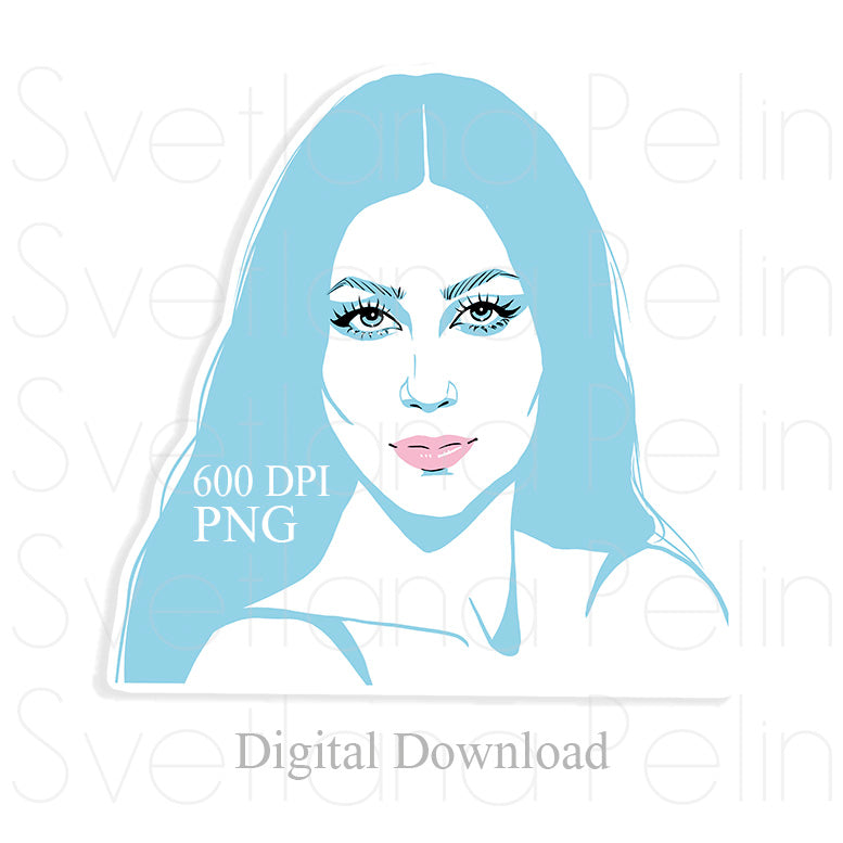 Cher, Digital STICKER, PNG, INSTANT Download