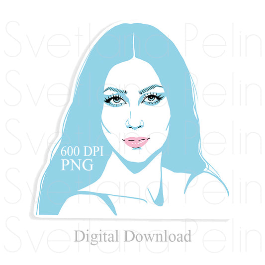 Cher, Digital STICKER, PNG, INSTANT Download