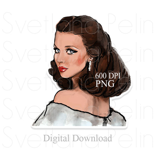 Vivien Leigh, Scarlett O'Hara, Gone with the Wind, Digital STICKER, PNG, INSTANT Download
