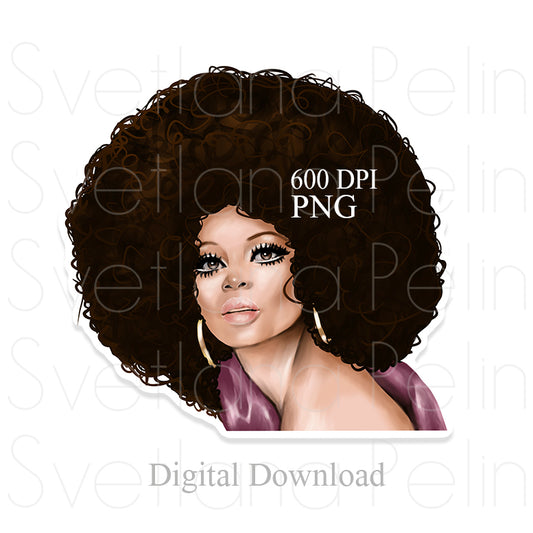 Diana Ross, Digital Sticker, PNG, INSTANT Download