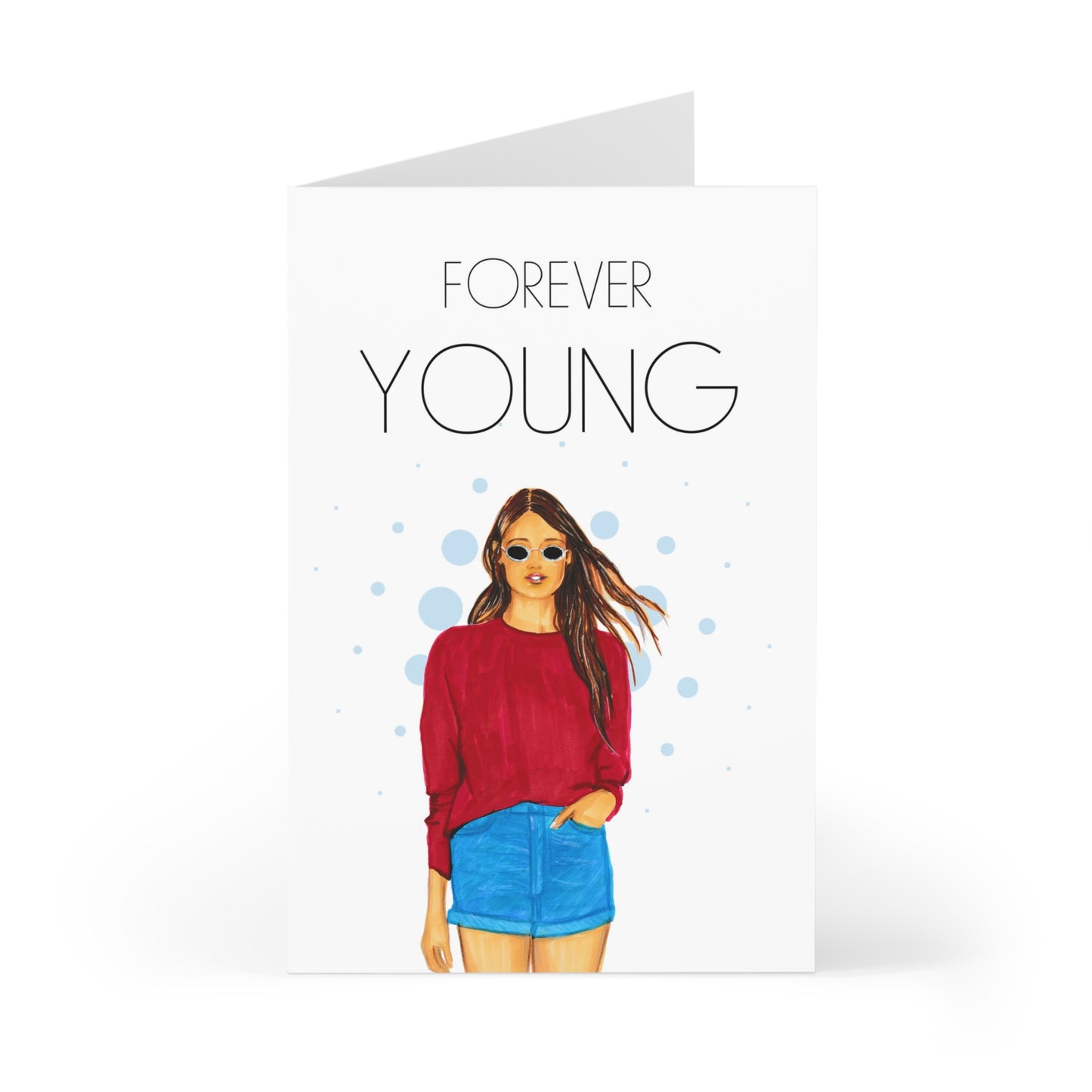 Forever Young, Teenager Day, Card for Her, Greeting Cards (7 pcs)